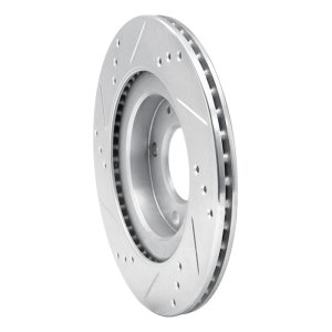 Mitsubishi I-MIEV Brake Rotor (1) - Front Right - R1 Concepts - Drilled & Slotted - Silver - `12-`17